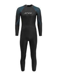 Sleek black ORCA ATHLEX FLEX Men's Wetsuit, designed for triathletes, showcasing flexible, thin material for optimal movement.