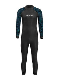 Sleek black Orca Mantra men's freedive wetsuit, crafted with high-elasticity materials for durability and unrestricted movement.