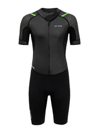 Men's ORCA SwimRun Vanir Flex Wetsuit in black, showcasing a sleek design with a front zipper for ultimate comfort.