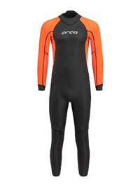 Bright orange panels on the ORCA Vitalis Openwater Hi-Vis Men's Wetsuit ensure maximum visibility in open sea swimming.