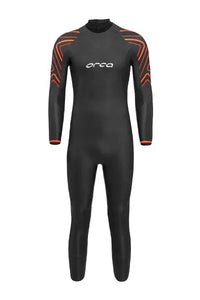 Men's ORCA Vitalis Thermal Wetsuit in black, designed for open water swimming with advanced heat retention and buoyancy features.