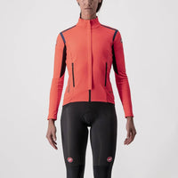 Women's Castelli Perfetto RoS Jacket in a stylish graphic print, designed for cool-weather cycling with windproof, water-resistant fabric.