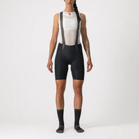 Stylish women's Castelli Free Aero RC Bibshort in black, showcasing a sleek 5-panel design for ultimate comfort and speed.