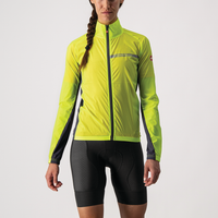 Women's Castelli Squadra Stretch Jacket in a sleek, close-to-body fit, featuring wind-resistant nylon and reflective details.