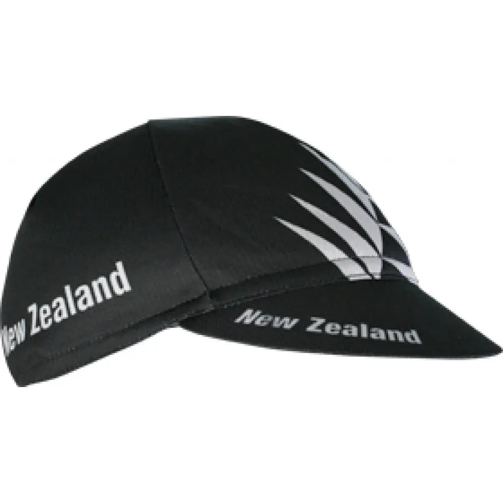 Stylish New Zealand cycling cap featuring a silver fern design, crafted from QuickDry fabric for comfort and coolness.