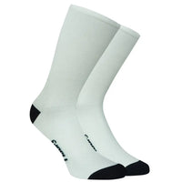 Crisp white cycling socks with breathable mesh ventilation on top, designed for comfort and a sleek, minimalist style.