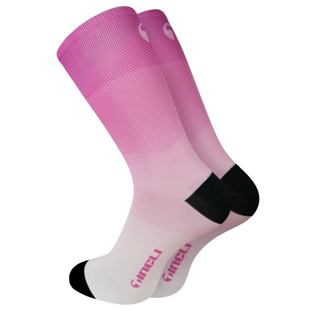 Vibrant Esker Socks designed for road cycling, featuring breathable mesh ventilation and a snug, cycle-specific fit.