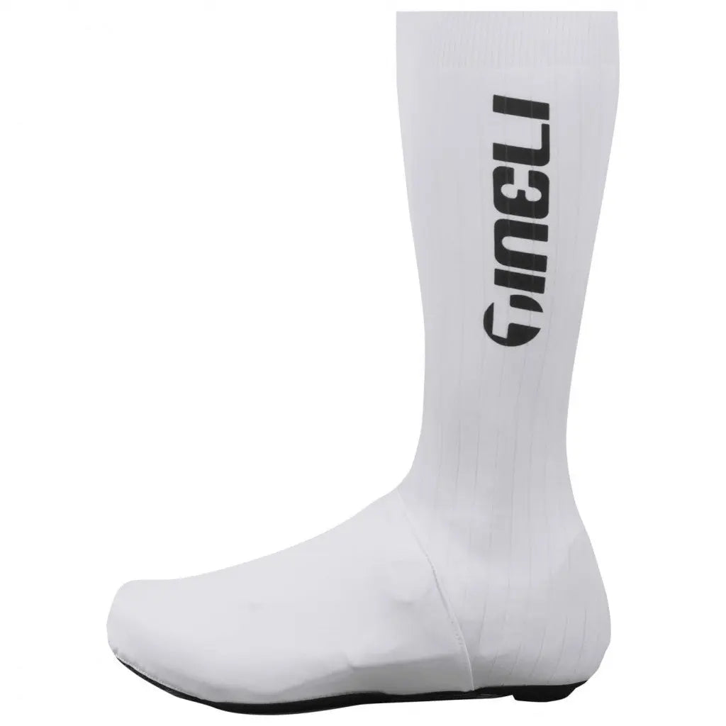 Sleek Team Aero Shoecovers in black, featuring a long ribbed calf design to reduce drag and boost cycling speed.