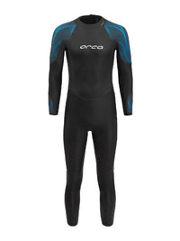 Sleek black ORCA APEX FLEX Men's Wetsuit with a short inverted zipper, showcasing ultimate flexibility for triathletes.