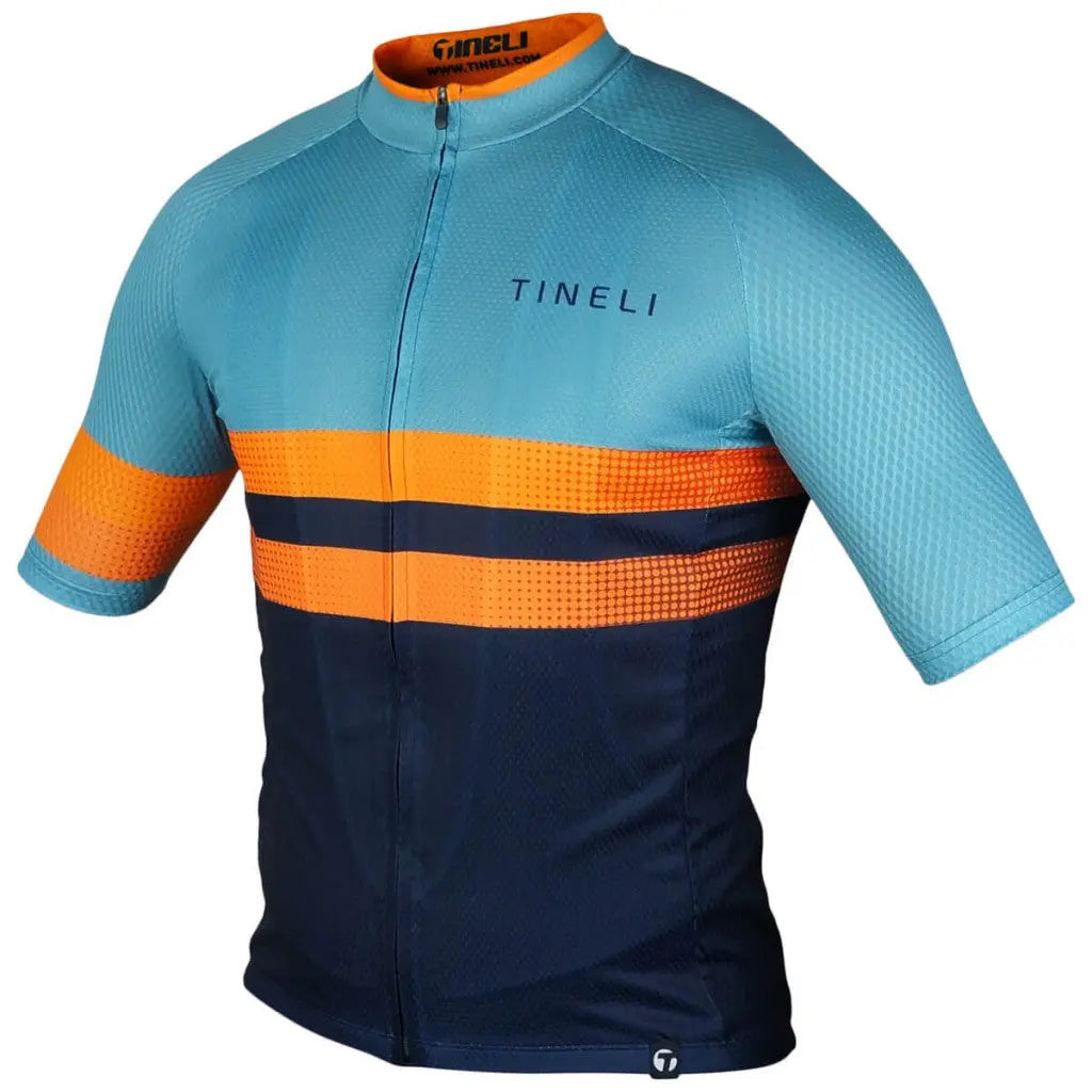 Stylish Road Runner Jersey for men, featuring a sleek race fit, breathable vent fabric, and waffle-textured sleeves.