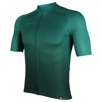 Vibrant green cycling jersey with breathable waffle fabric on sleeves and sides, designed for a sleek, aerodynamic fit.