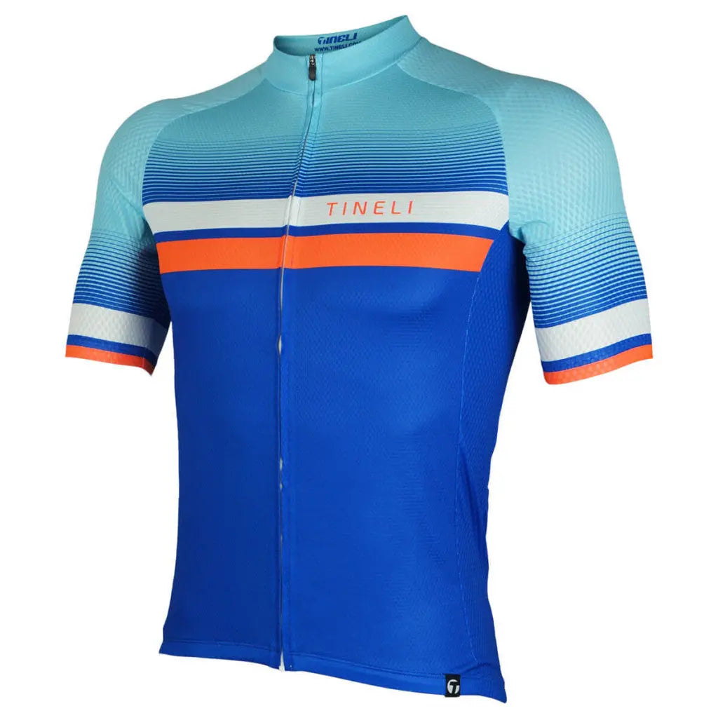 Men’s Bandwidth Jersey in a sleek race fit, featuring breathable vent fabric and waffle-textured sleeves for aerodynamic style.