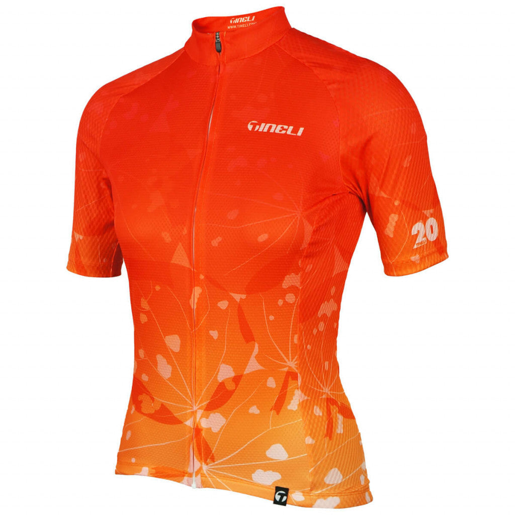 Vibrant Women's Kaleidoscope Jersey with a colorful, dynamic pattern, crafted for optimal cycling comfort and style.