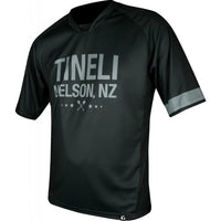 Vibrant Tineli Heritage Trail Jersey in a relaxed enduro fit, crafted from rugged QuickDry fabric with zipped pocket.