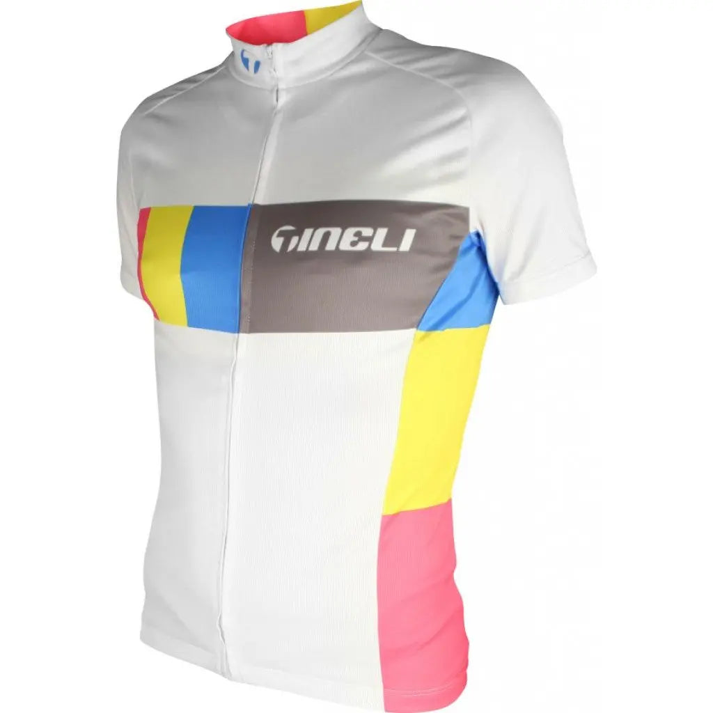 Stylish white Candy Women's Jersey with a tailored fit, featuring quick-dry fabric, multiple pockets, and a sleek full-length zip.