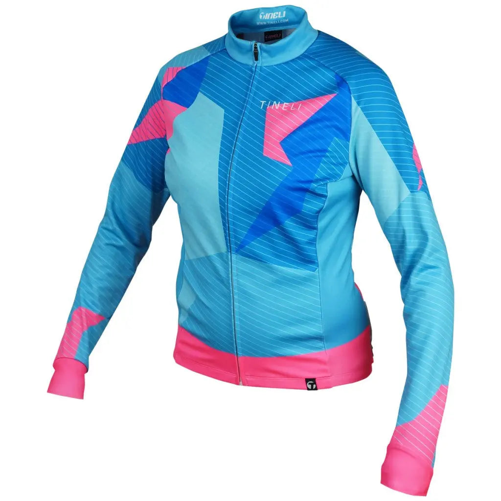 Women's Swedish Mafia Intermediate Jacket in a sleek design, featuring a windproof soft-shell front and fleecy, breathable back for cycling in winter conditions.