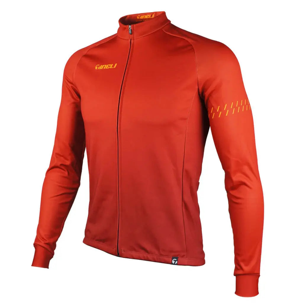 Stylish Rust Core Intermediate Jacket in a sleek design, featuring a windproof soft-shell front and reflective tabs for night visibility.