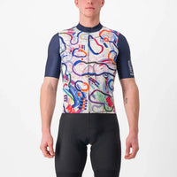 Vibrant Castelli Squadra Freestyle Jersey in Limited Edition, showcasing bold, artistic designs inspired by Bradley Harms' colorful paintings.