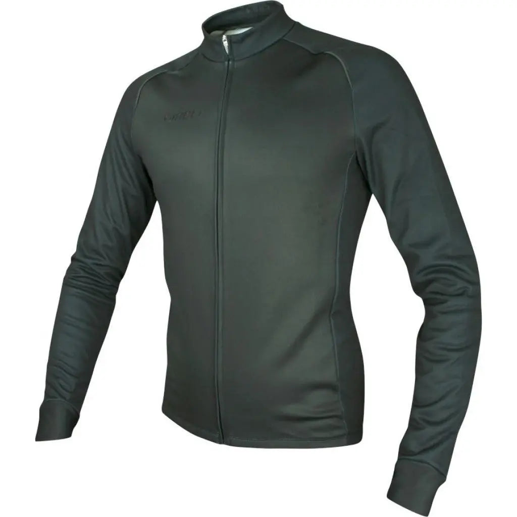 Stylish Black Core Intermediate Jacket with a windproof soft-shell front, fleecy arms, and reflective tabs for night visibility.