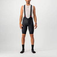 Sleek black Castelli Competizione Bibshorts with textured Vortex fabric on the legs and comfortable mesh straps for cycling.