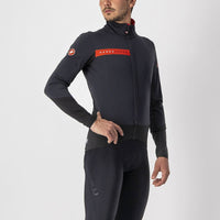 Men's Castelli BETA RoS Jacket in a sleek, close-fit design, crafted with windproof, waterproof Polartec® NeoShell® fabric for autumn and spring rides.