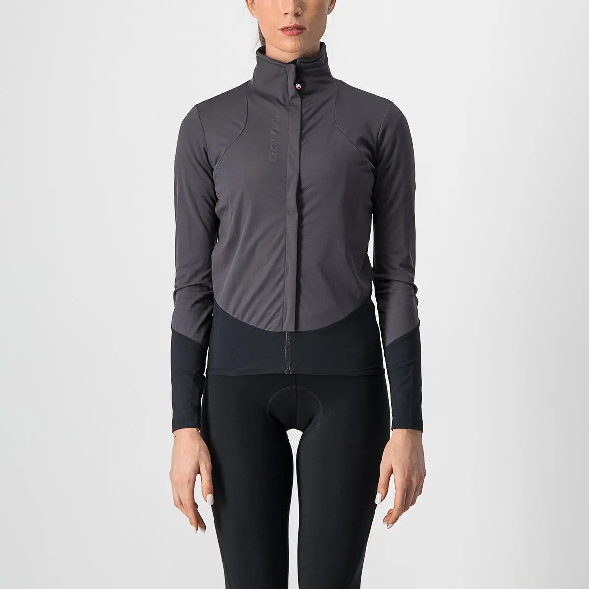 Women's Castelli BETA RoS Jacket in a sleek, race-fit design, featuring windproof, waterproof fabric with reflective details.