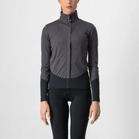 Women's Castelli BETA RoS Jacket in a sleek, race-fit design, featuring windproof, waterproof fabric with reflective details.