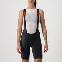 Women's Castelli Premio Bibshort in black, showcasing premium stretch fabric, perforated straps, and a sleek, minimalist design.
