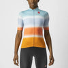 Vibrant women's Castelli Dolce Jersey with a stylish gradient fade design, showcasing updated side panels and a flattering fit.