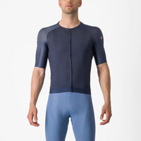 Sleek Castelli Aero Race 7.0 Jersey in a dynamic design, showcasing airflow shoulder construction and vibrant colors.