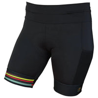 Women's Spectrum Adventure Shorts in vibrant colors, featuring stretchy fabric, multiple pockets, and padded chamois for cycling comfort.