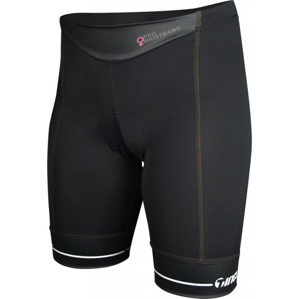 Stylish women's premium shorts in black, showcasing a comfortable fit with a wide waistband and elite gripper leg bands.