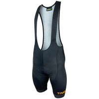 Stylish Black Orange Pro Elite Core Bibs featuring durable 240gsm lycra, power straps, and a breathable waffle back panel.