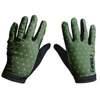 Stylish Dot Trail Gloves with ventilated faux suede palms and silicone grip details for enhanced comfort and control on any trail.