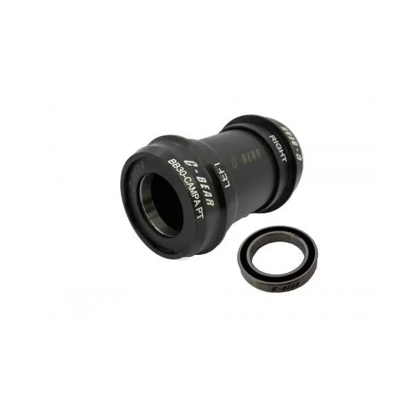 Detailed view of the C-Bear BB30 Campagnolo Power Torque Ceramic Bottom Bracket, showcasing precision CNC aluminum cups and durable ceramic bearings for cyclocross bikes.