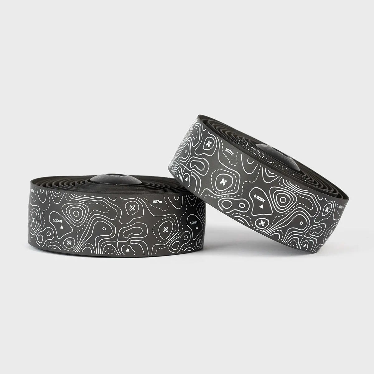 Stylish white Burgh Ossa Bar Tape with a unique topographic map pattern and signature X’s, designed for all-weather grip.