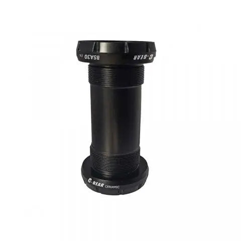 Detailed view of the C-Bear BB BSA 30mm Spindle with integrated sleeve for MTB, showcasing precision CNC aluminum cups and durable ceramic bearings.