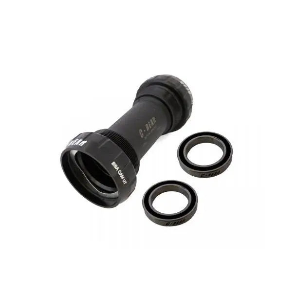 Detailed view of the C-Bear BB BSA Campagnolo Ultra Torque ceramic bottom bracket with precision CNC aluminum cups.