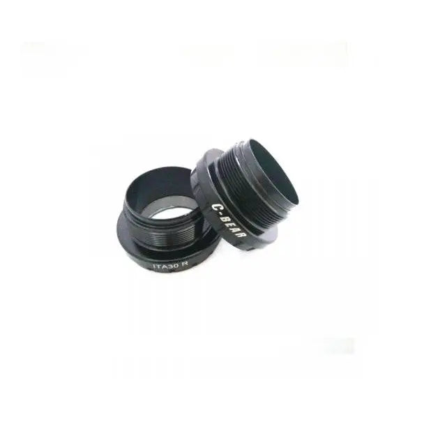 Detailed view of the C-Bear ITA 30mm Spindle Crank Rotor 3D+/3DF ceramic bottom bracket with precision aluminum cups.