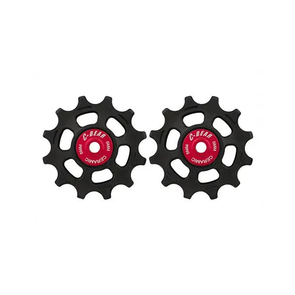 Close-up of the C-BEAR Aluminium XX1 Eagle 12-Speed Rear Derailleur Pulley Kit, showcasing sleek, durable pulley wheels designed for optimal efficiency.