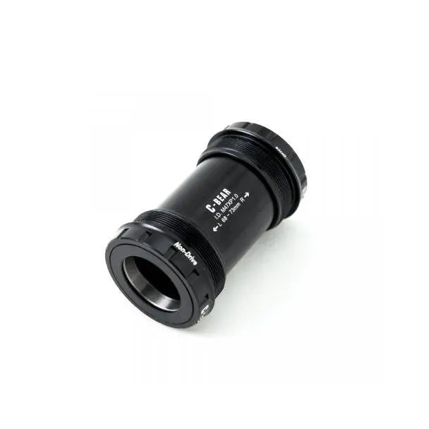 Detailed view of the C-Bear T47 30mm Spindle Race Bottom Bracket, showcasing precision CNC aluminum cups and ceramic bearings.