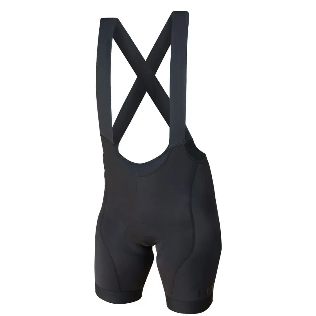 Women's Pro Elite Core Bibs in black, featuring a snug fit, power straps, and a drop-tail design for cycling comfort.
