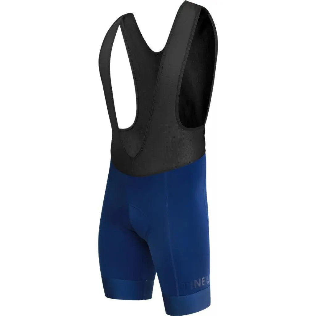 Men's Marine Core Bibs showcasing a snug 6 cm Elite Gripper Legband, supportive 240gsm lycra, and elastic mesh straps.