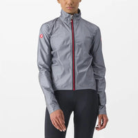Lightweight women's Castelli Tempesta Lite Jacket in sleek design, featuring waterproof GORE-TEX® fabric and reflective sleeve tape for visibility.