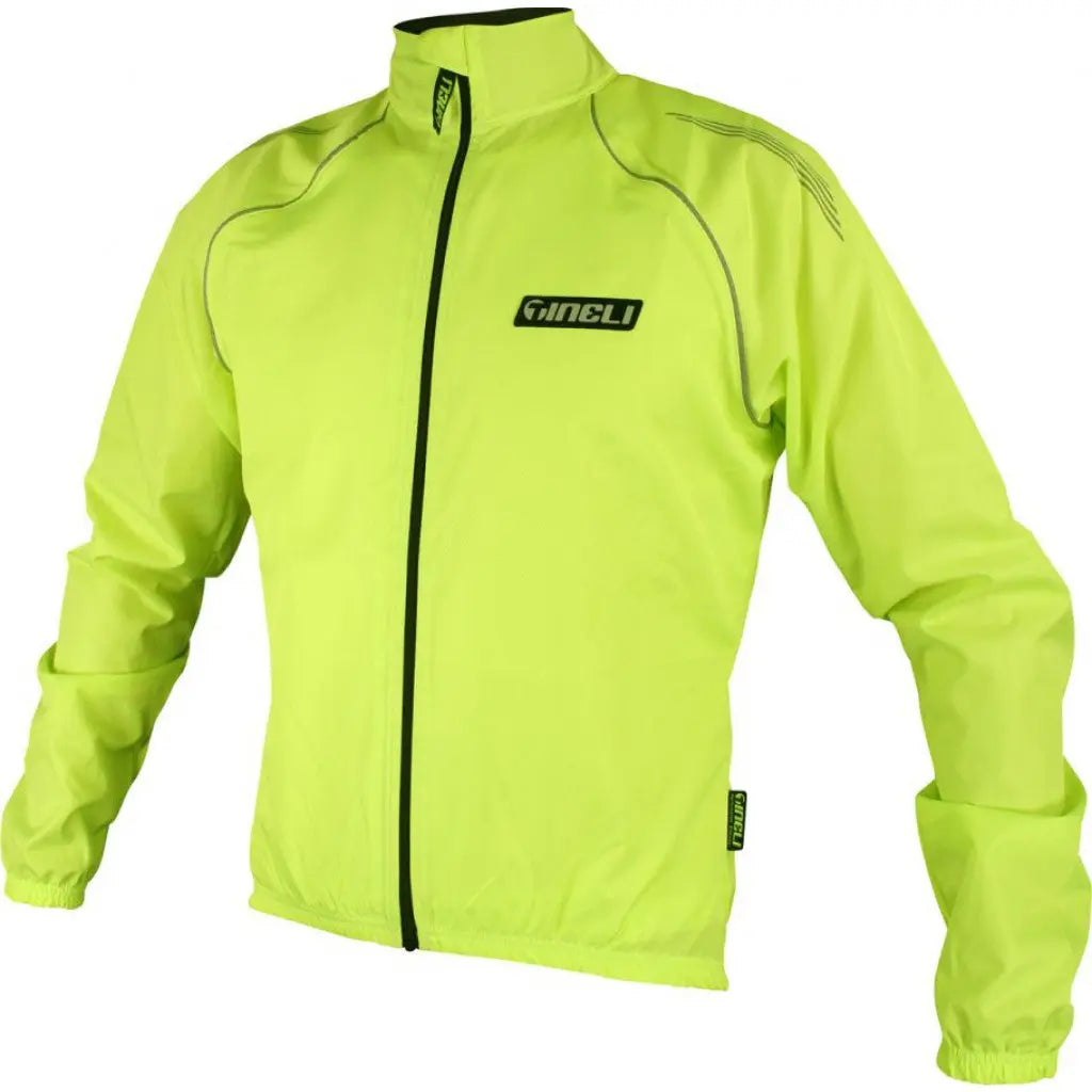 Bright high-vis yellow Fluro Jacket for cycling, featuring reflective piping and a sleek, professional fit for safety.